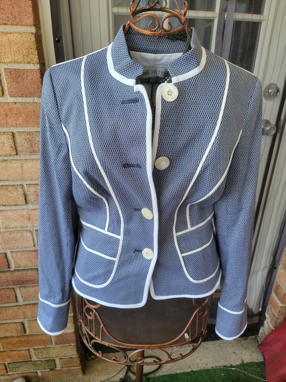 Worthington Navy Blazer with White Piping